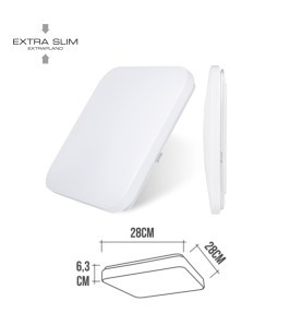Aplique led cuadrado extraplano de superficie 12 w 6500 k 1160 lm 27,5 x 27,5 x 6,2 cm