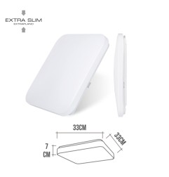 Aplique led cuadrado extraplano de superficie 18 w 6500 k 1820 lm 33 x 33 x 6,9 cm