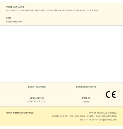 Aplique led cuadrado extraplano de superficie 18 w 6500 k 1820 lm 33 x 33 x 6,9 cm