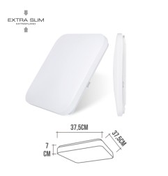 Aplique led cuadrado extraplano de superficie 24 w 6500 k 2490 lm 36,7 x 36,7 x 6,2 cm
