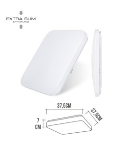 Aplique led cuadrado extraplano de superficie 24 w 6500 k 2490 lm 36,7 x 36,7 x 6,2 cm