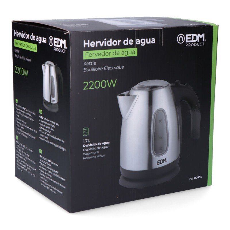 Hervidor de agua electrico "kettle". 2200 w 1,7 l