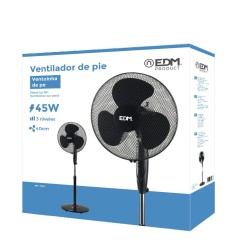 Ventilador de pie base circular, negro, potencia 45 w 55,6 db aspas ø40 cm, altura regulable 110-130 cm