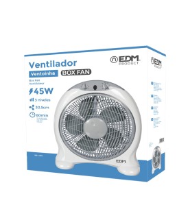 Ventilador box fan, blanco/gris, potencia 45 w 60db aspas ø30,5 cm 38,5 x 13 x 46 cm
