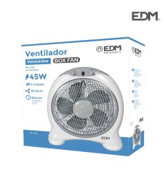 Ventilador box fan, blanco/gris, potencia 45 w 60db aspas ø30,5 cm 38,5 x 13 x 46 cm