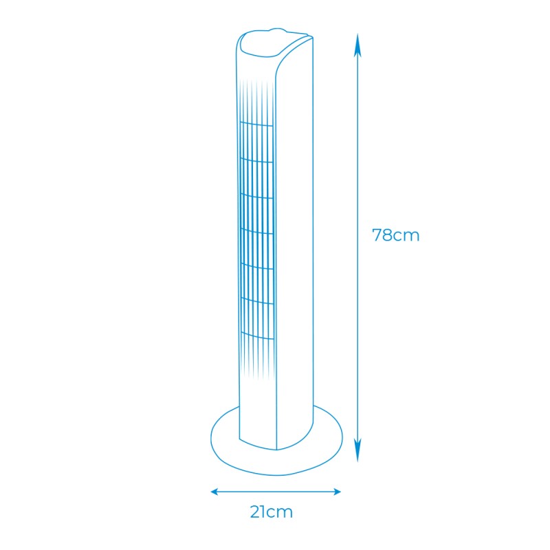 Ventilador de torre. potencia: 45 w 60db, blanco 21 x 78 cm
