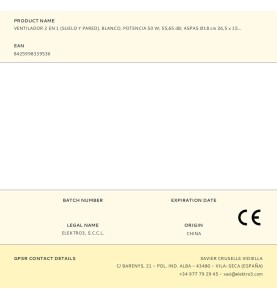 Ventilador 2 en 1 (suelo y pared), blanco, potencia 50 w 55,65 db aspas ø18 cm 26,5 x 15,5 x 27,7 cm