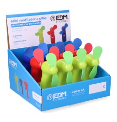 Ventilador a pilas "funny colors" 2 x aa (no incluidas) edm colores surtidos