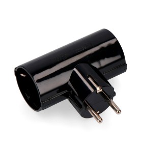 Clavija 2p+t tipo f doble, negra de baquelita t/tl 16a 250v (retractilada)