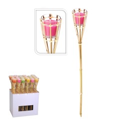 Antorcha de jardin 76cm con vela citronela 75x7,5cm colores / modelos surtidos