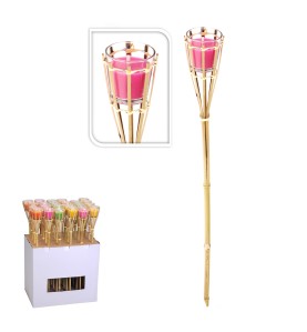 Antorcha de jardin 76cm con vela citronela 75x7,5cm colores / modelos surtidos