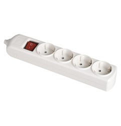 Base bipolar 4 tomas con t/tl 10/16 a 250 v blanco + interruptor luminoso.