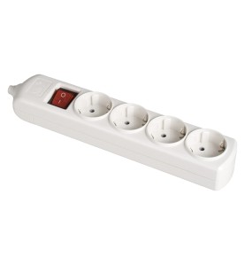 Base bipolar 4 tomas con t/tl 10/16 a 250 v blanco + interruptor luminoso.