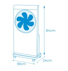 Ventilador nebulizador, mando a distancia, blanco/negro, potencia 80 w, 59,22 db, aspas ø30 cm 39 x 24 x 84 cm