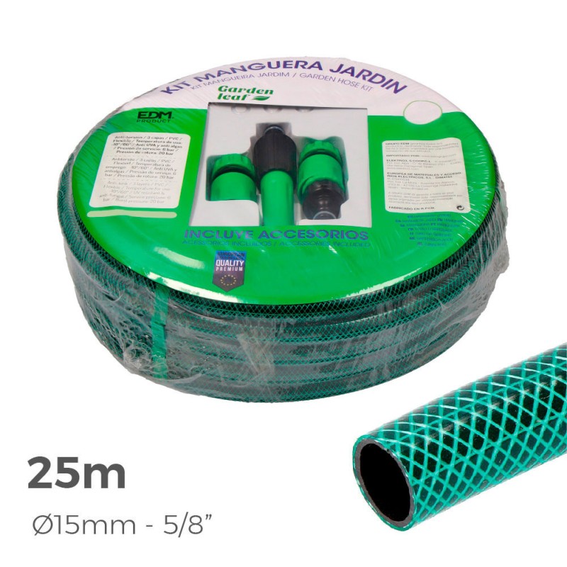 Kit manguera de jardin basic 25 m (5/8" 15 mm)