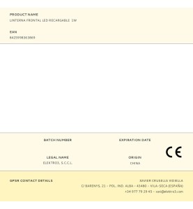 Linterna frontal led recargable 1w