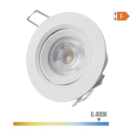 Downlight led empotrable redondo 5 w 6400 k 380 lm luz fría color blanco ø9 cm