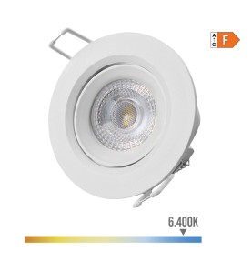 Downlight led empotrable redondo 5 w 6400 k 380 lm luz fría color blanco ø9 cm