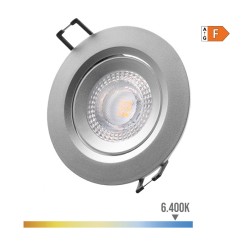 Downlight led empotrable redondo 5 w 6400 k luz fria color cromo ø9 cm