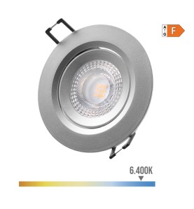 Downlight led empotrable redondo 5 w 6400 k luz fria color cromo ø9 cm