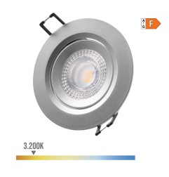 Downlight led empotrable redondo 5 w 3200 k luz calida color cromo ø9 cm