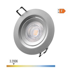Downlight led empotrable redondo 5 w 3200 k luz calida color cromo ø9 cm