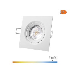 Downlight led empotrable cuadrado 5 w 6400 k luz fria color blanco 9 x 9 cm