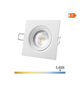 Downlight led empotrable cuadrado 5 w 6400 k luz fria color blanco 9 x 9 cm