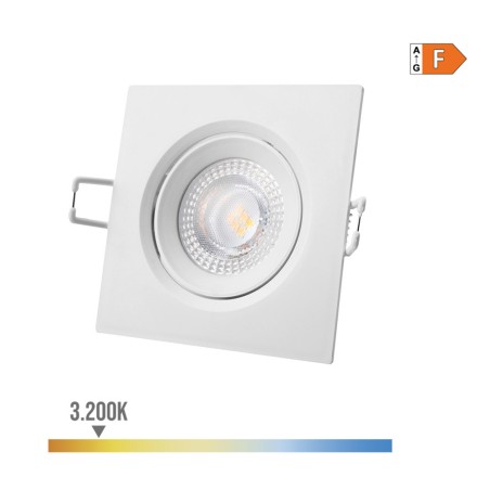 Downlight led empotrable cuadrado 5 w 3200 k luz calida color blanco 9 x 9 cm