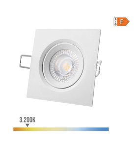 Downlight led empotrable cuadrado 5 w 3200 k luz calida color blanco 9 x 9 cm