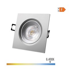 Downlight led empotrable cuadrado 5 w 6400 k luz fria color cromo 9 x 9 cm
