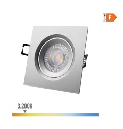 Downlight led empotrable cuadrado 5 w 3200 k luz calida color cromo 9 x 9 cm