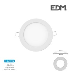 Mini downlight led empotrable redondo 6 w 6400 k luz fria color blanco ø11,7 cm