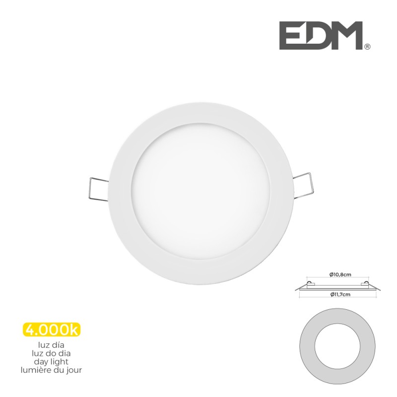 Mini downlight led empotrable redondo 6 w 4000 k luz dia color blanco ø11,7 cm