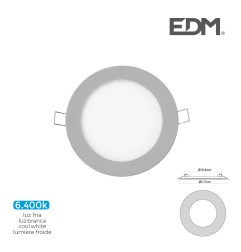 Mini downlight led empotrable redondo 6 w 6400 k luz fria color cromo ø11,7 cm