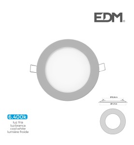 Mini downlight led empotrable redondo 6 w 6400 k luz fria color cromo ø11,7 cm