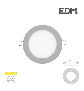 Mini downlight led empotrable redondo 6 w 4000 k luz dia color cromado ø11,7 cm