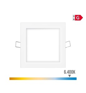 Mini downlight led empotrable cuadrado 6 w 6400 k luz fria color blanco 11,7 x 1 x 11,7 cm