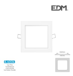 Mini downlight led empotrable cuadrado 6 w 6400 k luz fria color blanco 11,7 x 1 x 11,7 cm