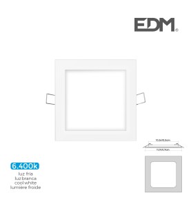 Mini downlight led empotrable cuadrado 6 w 6400 k luz fria color blanco 11,7 x 1 x 11,7 cm