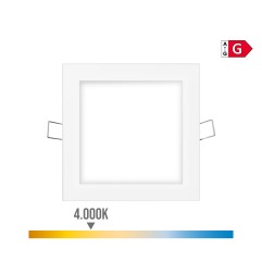 Mini downlight led empotrable cuadrado 6 w 4000 k luz dia color blanco 11,7 x 11,7 cm