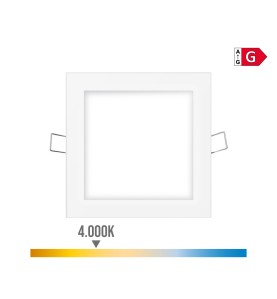 Mini downlight led empotrable cuadrado 6 w 4000 k luz dia color blanco 11,7 x 11,7 cm