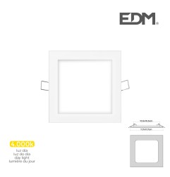 Mini downlight led empotrable cuadrado 6 w 4000 k luz dia color blanco 11,7 x 11,7 cm