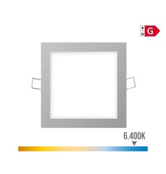 Mini downlight led empotrable cuadrado 6 w 6400 k luz fria color cromo 11,7 x 11,7 cm