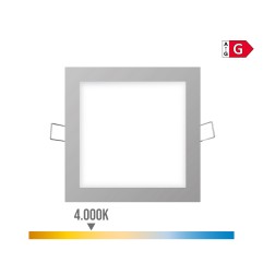 Mini downlight led empotrable cuadrado 6 w 4000 k luz dia color cromo 11,7 x 11,7 cm