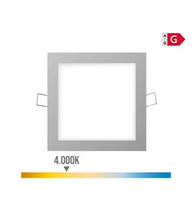Mini downlight led empotrable cuadrado 6 w 4000 k luz dia color cromo 11,7 x 11,7 cm