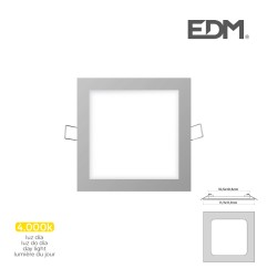 Mini downlight led empotrable cuadrado 6 w 4000 k luz dia color cromo 11,7 x 11,7 cm