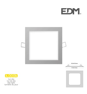Mini downlight led empotrable cuadrado 6 w 4000 k luz dia color cromo 11,7 x 11,7 cm