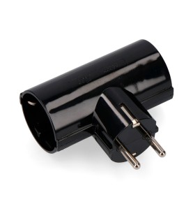 Clavija doble de baquelita t/tl tipo f 4,8mm 16a 250v máx 3680w negra (envasada)