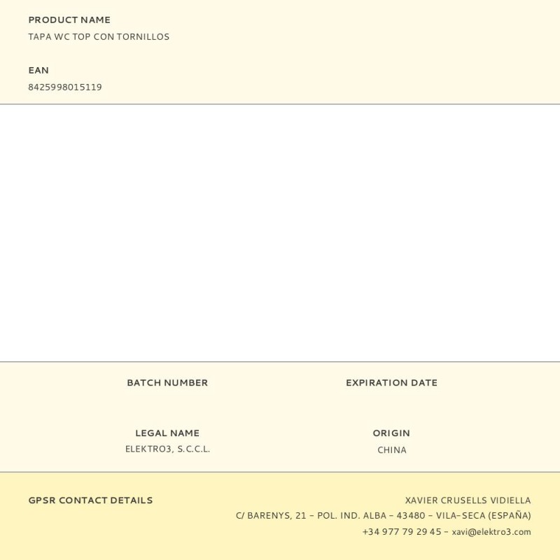 Tapa wc top con tornillos